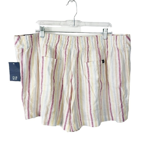 GAP Women's XXL Linen Short Dotted Sun Stripe Multi Pull On Pockets NWT - Picture 2 of 14